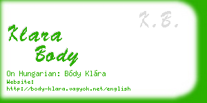 klara body business card