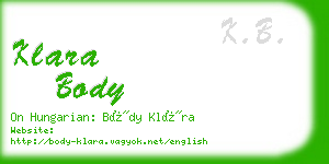 klara body business card